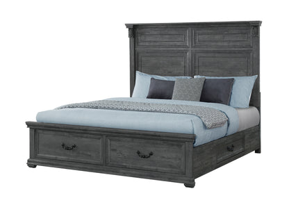 Alex Grey Storage,Tatum Grey Panel Bed KING BED STORAGE