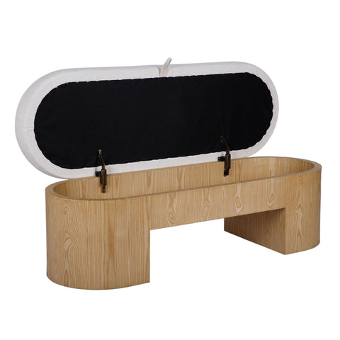 Leonie Rivoli 49" Cream Performance Fabric Storage Bench - image 5