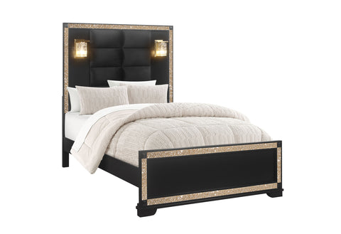 Jordan Black / Gold FULL BED WITH LAMPS