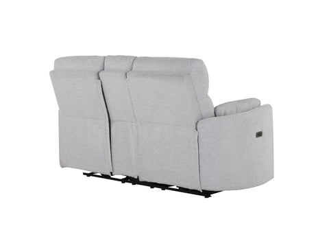 Clara Fluffy Grey POWER CONSOLE RECLINING LOVESEAT