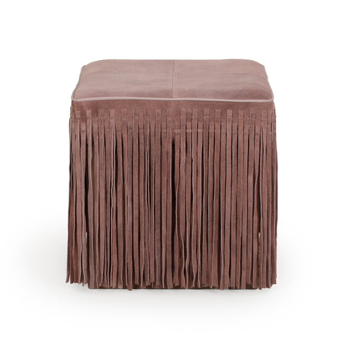 Amelie Devereux Square Suede Fringe Ottoman - image 3