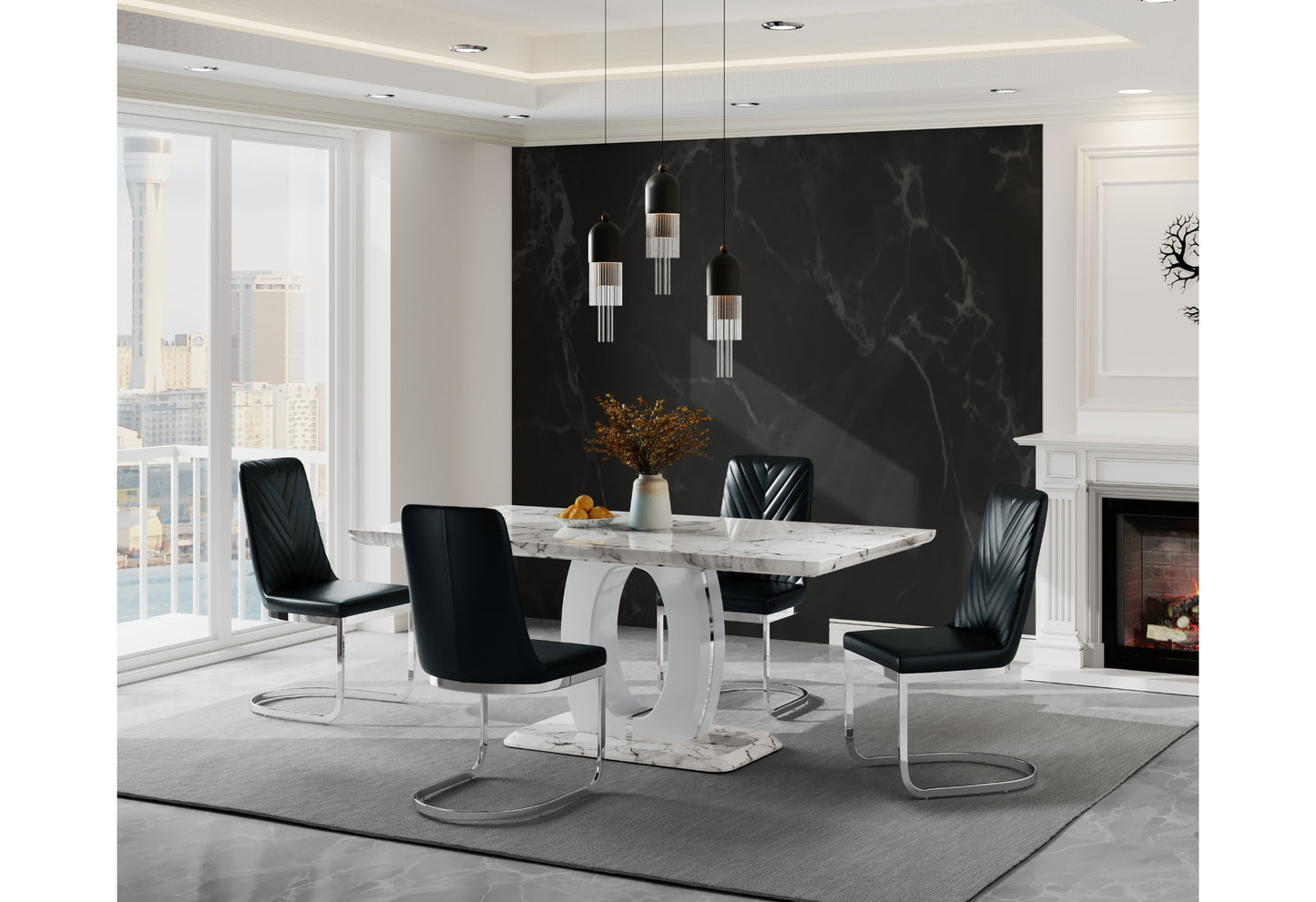 jordyn black dining table + 4 dc