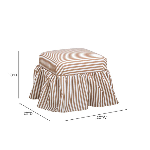 Colette Laurent Striped Performance Linen Skirted Ottoman - image 6