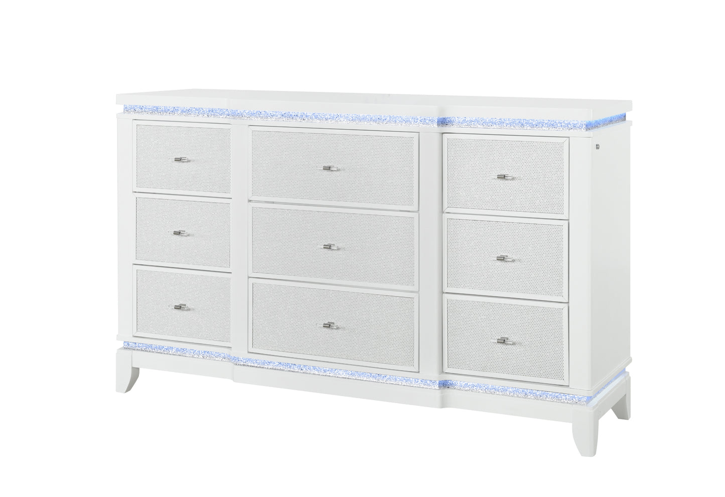 riley white dresser with led