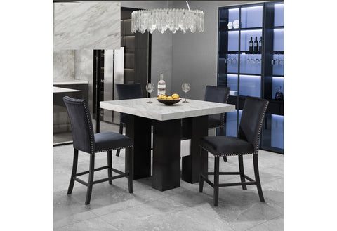 TALIA WHITE BAR TABLE + 4 BAR STOOLS