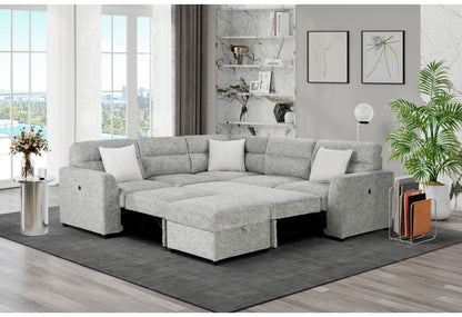 Claire Nickel SECTIONAL WITH 3 PILLOWS AND OTTOMAN