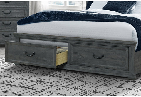 Alexa Grey Upholstered Bed,Rowan/Tatum Grey Storage QUEEN BED STORAGE