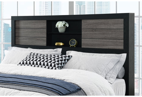 Anthony Grey/Black BOOKCASE QUEEN BED