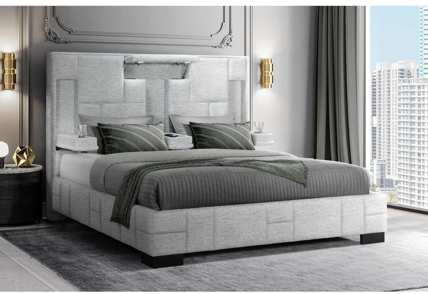 amy grey no wood trim queen bed no wood trim