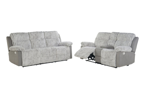 Dakota Grey RECLINING SOFA/CONSOLE RECLINING LOVESEAT