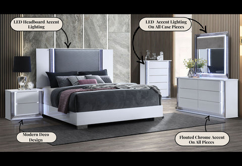 Abigail Smooth White Fully Slatted QUEEN BED GROUP