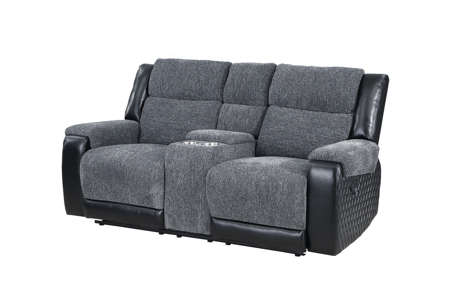 dawn grey/black console reclining loveseat