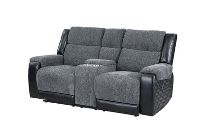Dawn Grey/Black CONSOLE RECLINING LOVESEAT