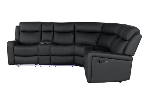 Dana LED Black PU Sectional SECTIONAL WITH LED WITH 2 RECLINERS