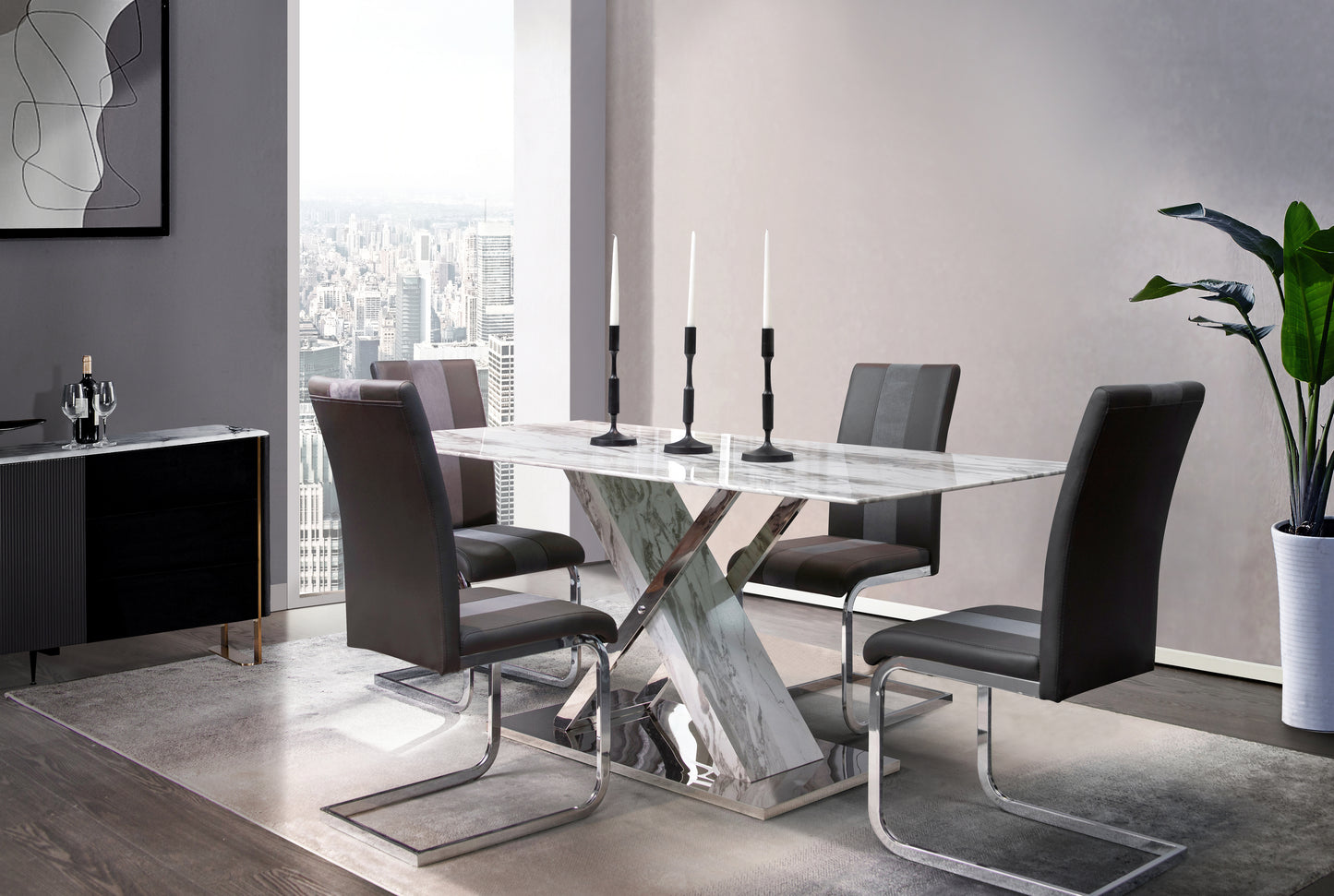 romo grey dining table + 4 dc