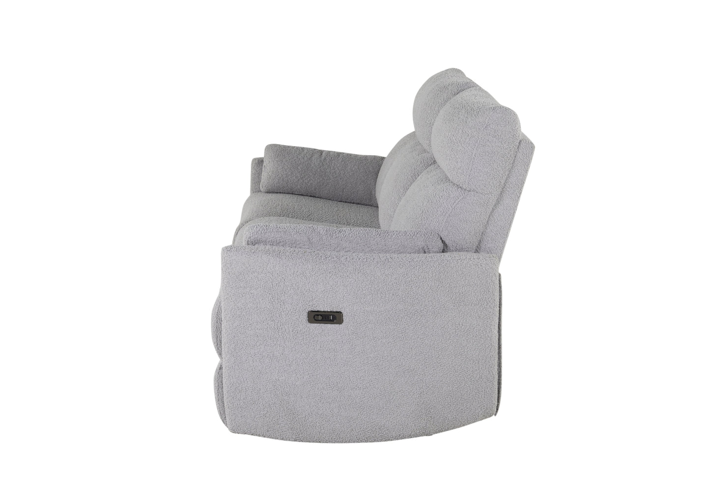 clara fluffy grey power reclining sofa
