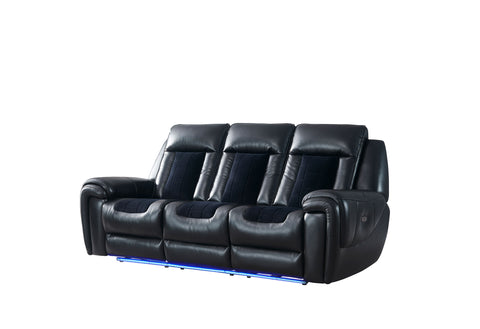 Jared U0700 BLANCHE BLACK VELVET POWER RECLINING SOFA/ POWER CONSOLE RECLINING LOVE SEAT W/LED