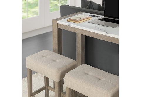 Catherine Console Sofa Table + 3 Stools REAL MARBLE CONSOLE SOFA TABLE WITH POWER OUTLET AND 3 STOOLS