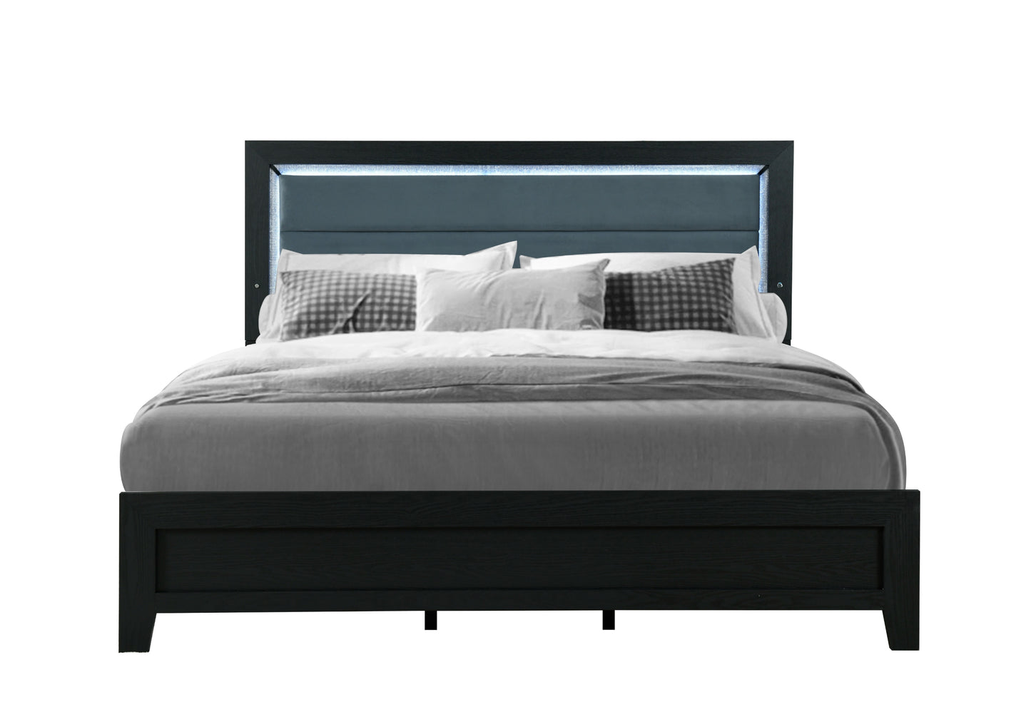 amanda black queen bed with led