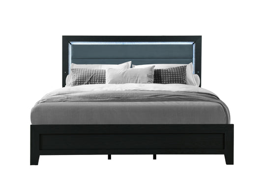 Amanda Black QUEEN BED WITH LED