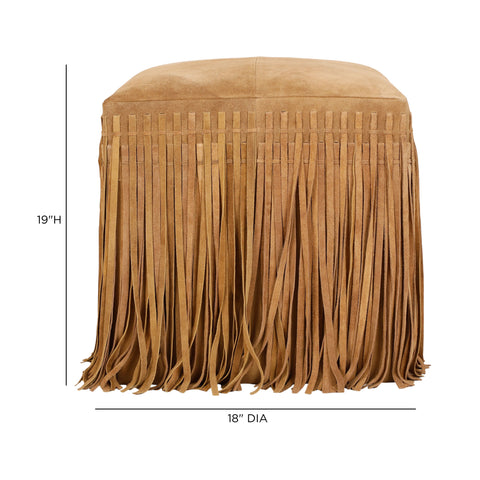 Amelie Devereux Square Suede Fringe Ottoman - image 4