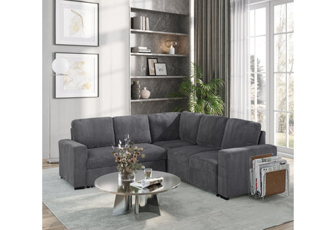 Delilah Grey Sectional W/O Chaise W/ Pullout SECTIONAL WITHOUT CHAISE AND WITH PULL OUT SOFA BED