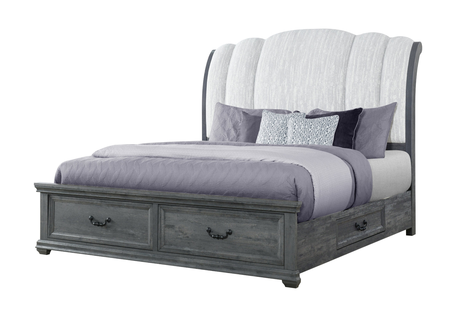 alexa grey upholstered bed,rowan/tatum grey,rowan/tatum grey storage king bed group storage