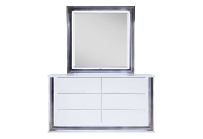 Abigail Smooth White,Ylime Smooth White Fully Slatted MIRROR WITH LED