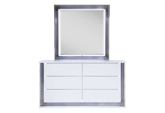 Abigail Smooth White,Ylime Smooth White Fully Slatted MIRROR WITH LED