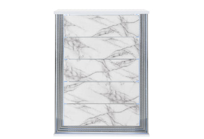 Abigail White Marble,Ylime White Marble Fully Slatted CHEST WITH LED