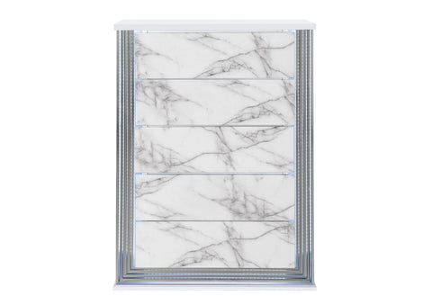 Abigail White Marble,Ylime White Marble Fully Slatted CHEST WITH LED