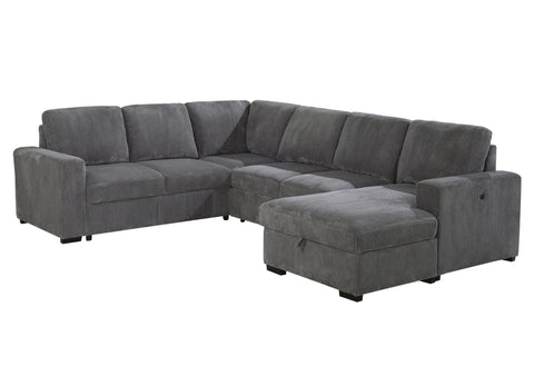 Delilah Grey Sectional W/ Pullout SECTIONAL WITH PULL OUT SOFA BED