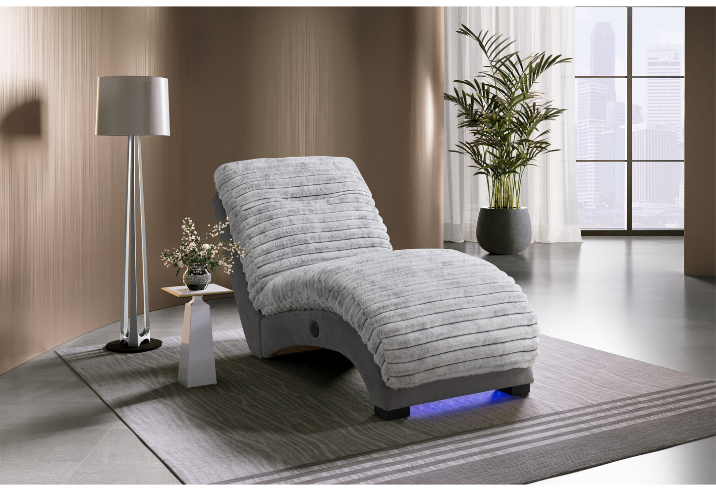 chase nickel/grey grey on grey chaise with led and usb
