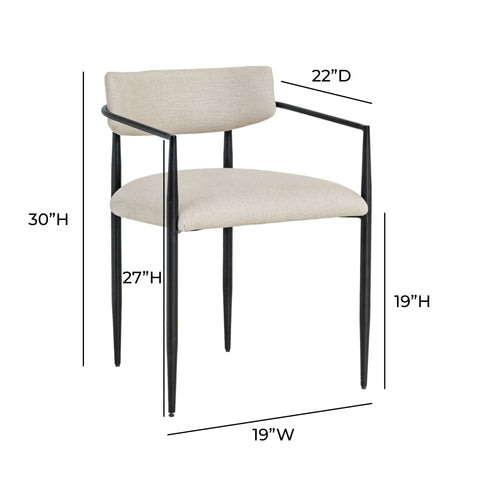 Leonie Garda Cream Linen Forged Iron Dining Chair - image 7