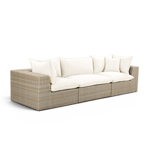 Ines Castaigne 120" Performance Fabric &amp; Wicker Outdoor Sofa - image 3