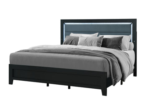 Amanda Black QUEEN BED WITH LED