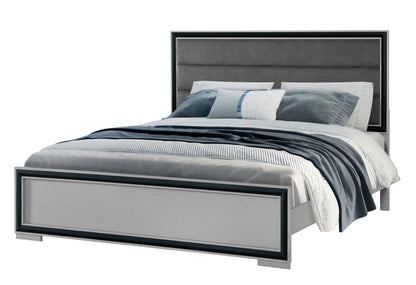 Paris Grey/Black QUEEN BED WITH LED