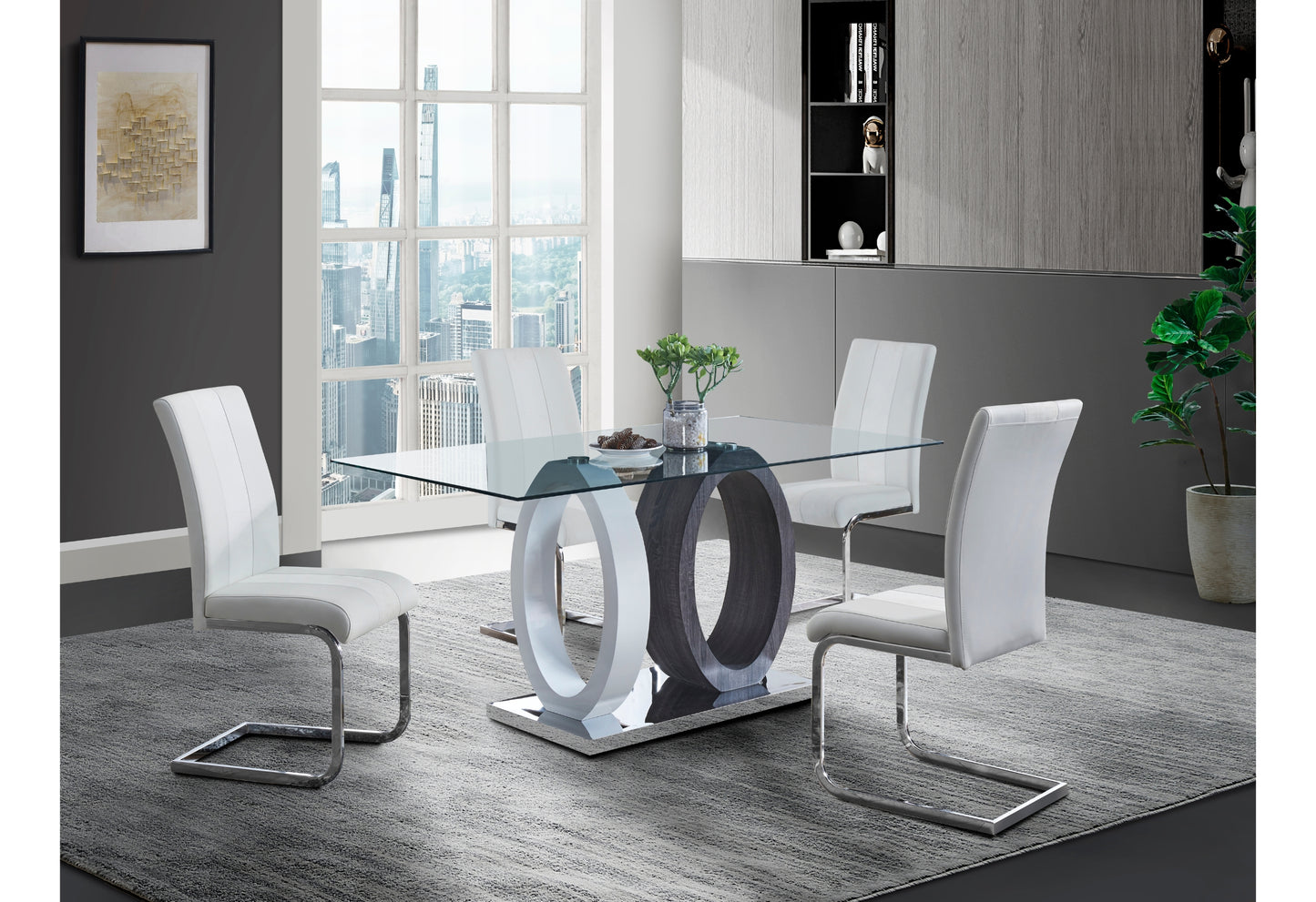 oscar white dining table + 4 dc