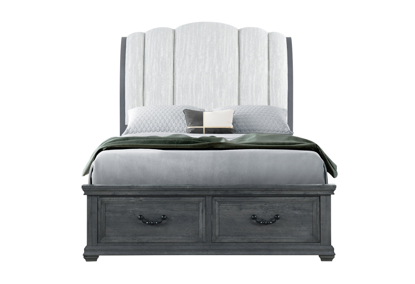 alexa grey upholstered bed,rowan/tatum grey storage queen bed storage