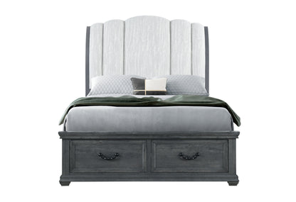 Alexa Grey Upholstered Bed,Rowan/Tatum Grey Storage QUEEN BED STORAGE