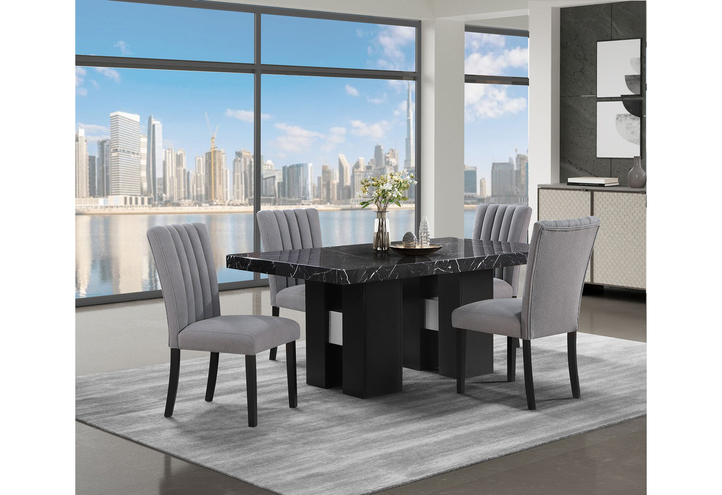 vanna grey dining table + 4 dc