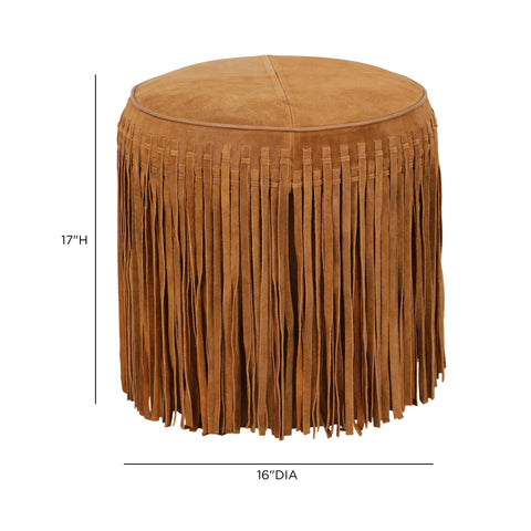 Amelie Devereux Round Suede Fringe Ottoman - image 6