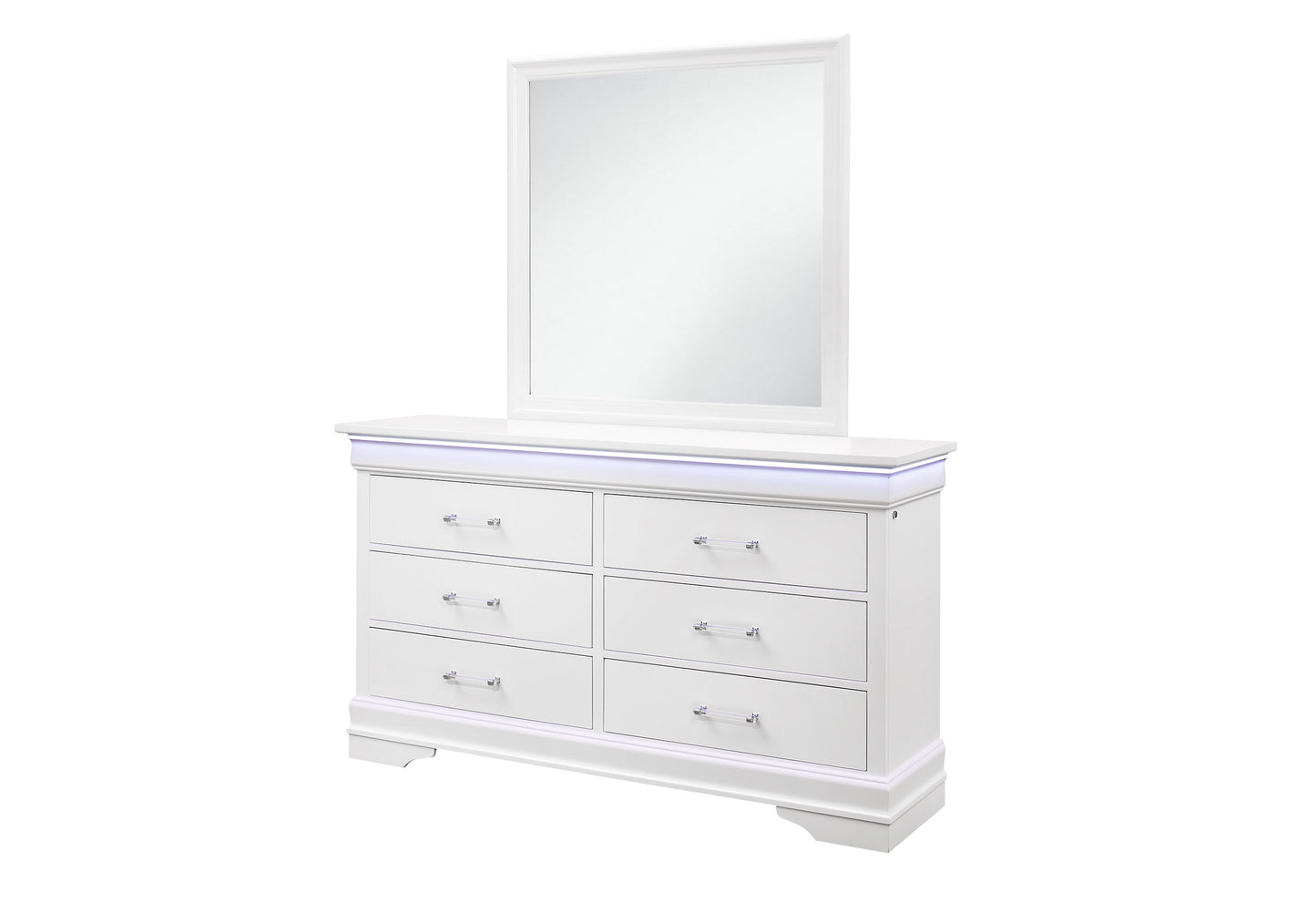 james white dresser with led