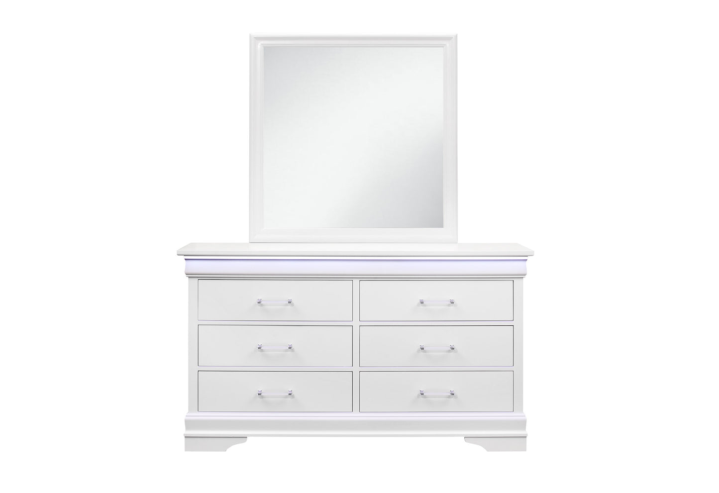 james white dresser with led
