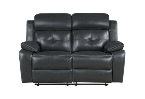Dean BYSON GRY/BLK WELT RECLINING LOVESEAT