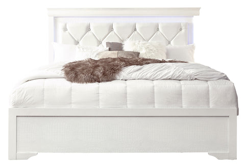 Amber White QUEEN BED WITH LED