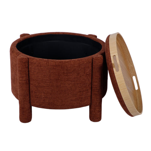 Amelie Capri Railroad Chenille Storage Stool With Reversible Tray Top - image 6