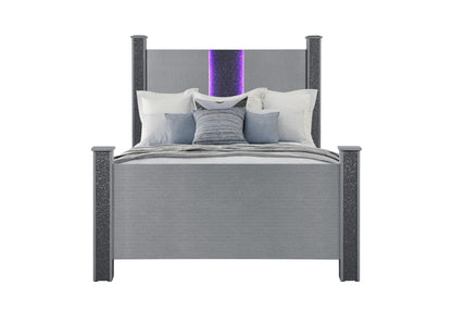 Anna Silver LOGAN SILVER FULL BED WITH LED AND SPEAKERS