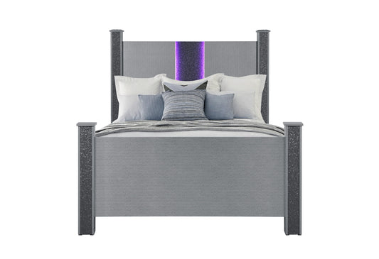 Anna Silver LOGAN SILVER FULL BED WITH LED AND SPEAKERS