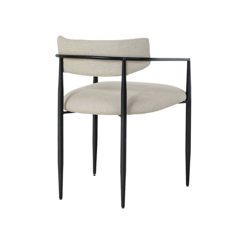 Leonie Garda Cream Linen Forged Iron Dining Chair - image 5